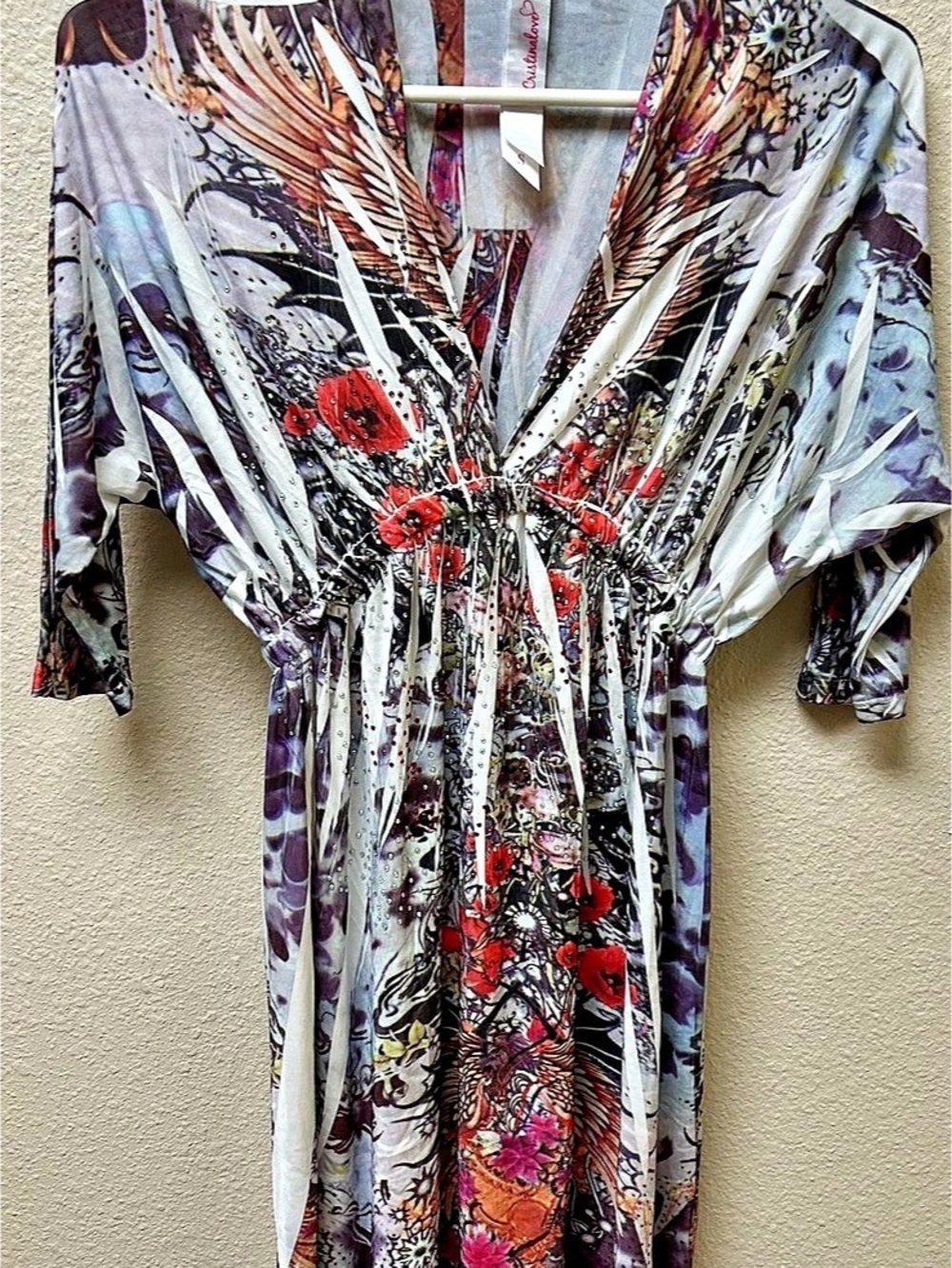 Tattoo Bling Abstract Mini Dress in Purple & White Like New